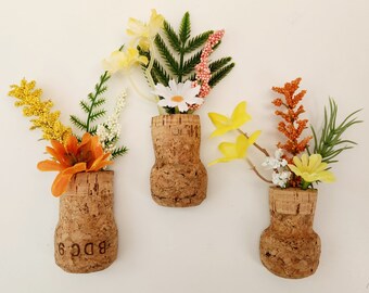 You Are My Sunshine Baby Shower Decor, Set of 3 Champagne Corks with Yellow and Orange Artificial Flowers, Unique Shower Favors for Guests