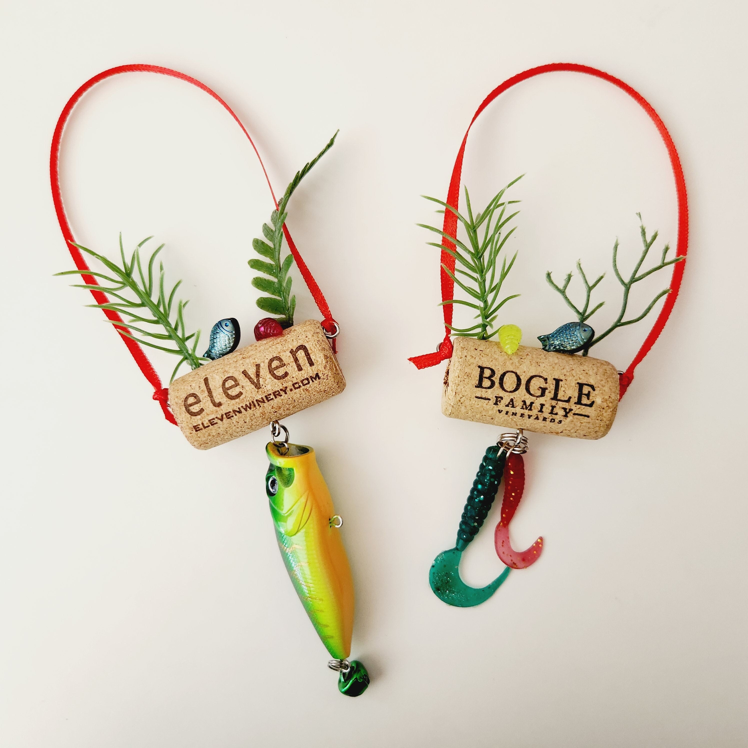 Fishing Ornament, Fishing Lure and Wine Cork Christmas Ornament