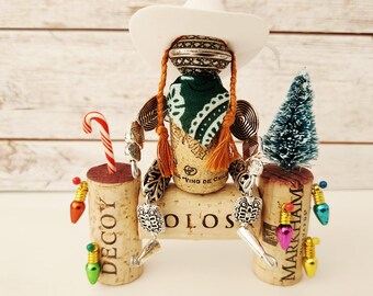 Wine Cork Cowgirl Christmas Decor, Unique Gift Idea for Rodeo Cowboy or Cowgirl, Cute Howdy Christmas Themed Present for Western Ranch House