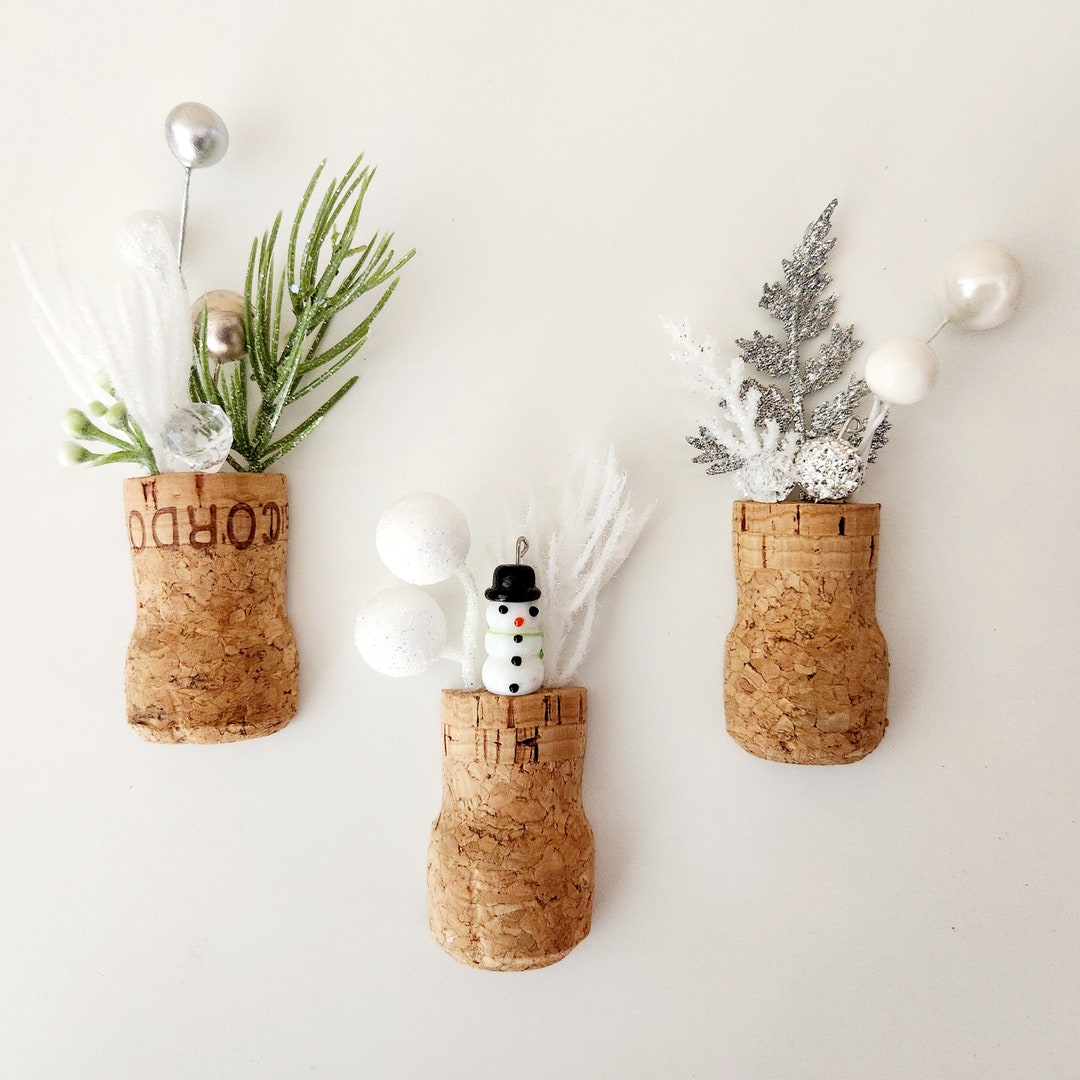 Christmas Fridge Magnets, Set of 3 Champagne Corks, Winter Wonderland ...