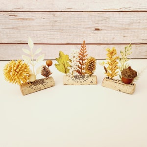 Décoration de bureau d'automne, Bouchons de liège artificiels, Petites décorations de table d'automne, Porte-cartes pour Thanksgiving, Plantes artificielles pour bureau cloisonné