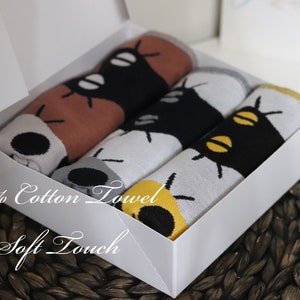 cute cat design Towels/3 color towel/100% cotton towels/hand towel/bathroom deco /hanging towels/gift idea/cat lover gift/baby towel