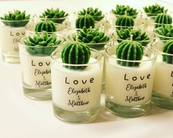 Succulent Candle: Desert Cactus Scent, Wedding Favor