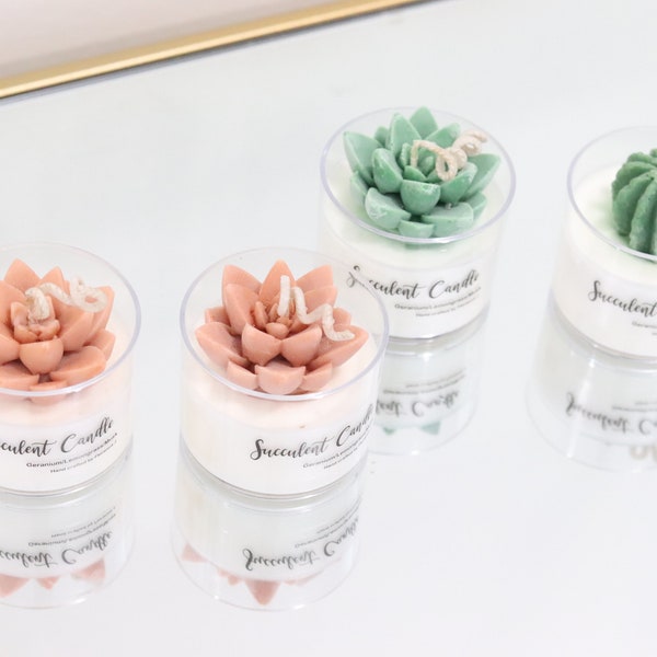 2oz Mini Succulent candle/Wedding favor candle/Personalized Candle/Birthday favor candle/bridal shower candle