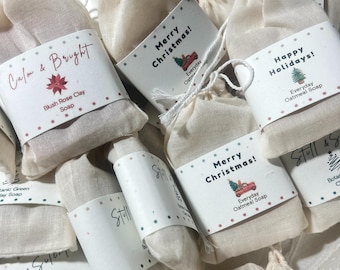 Bulk Christmas Soap Favors-10+ Handmade Mini Soap, Holiday Party Gifts, Corporate Thank you Favors