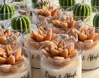 Mini Succulent Candle Wedding Favor: Soy Wax, Personalized