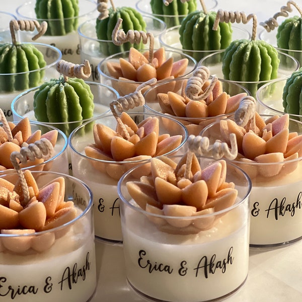 2oz Mini Succulent candle/Wedding favor candle/Personalized Candle/Birthday favor candle/bridal shower candle