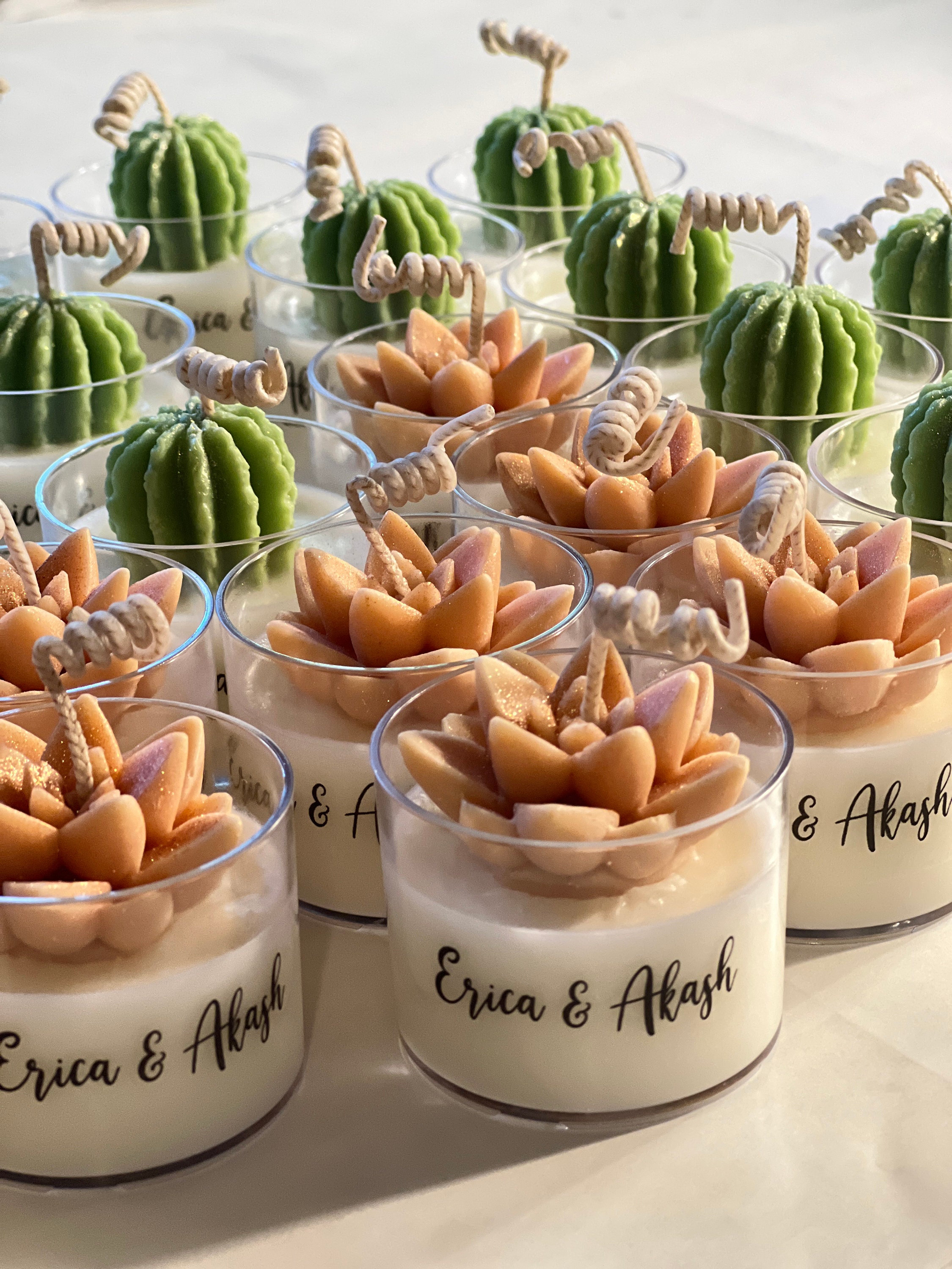 Mini Succulent Candle Wedding Favor: Soy Wax, Personalized