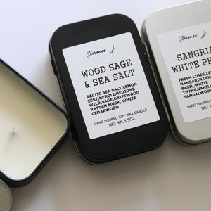 Minimal Deco Tin Candle/Rectangle Travel Tin Candle/Minimalism Candle/Mini Candle/Simple candle/Black tin/Silver tin/Bulk order candle