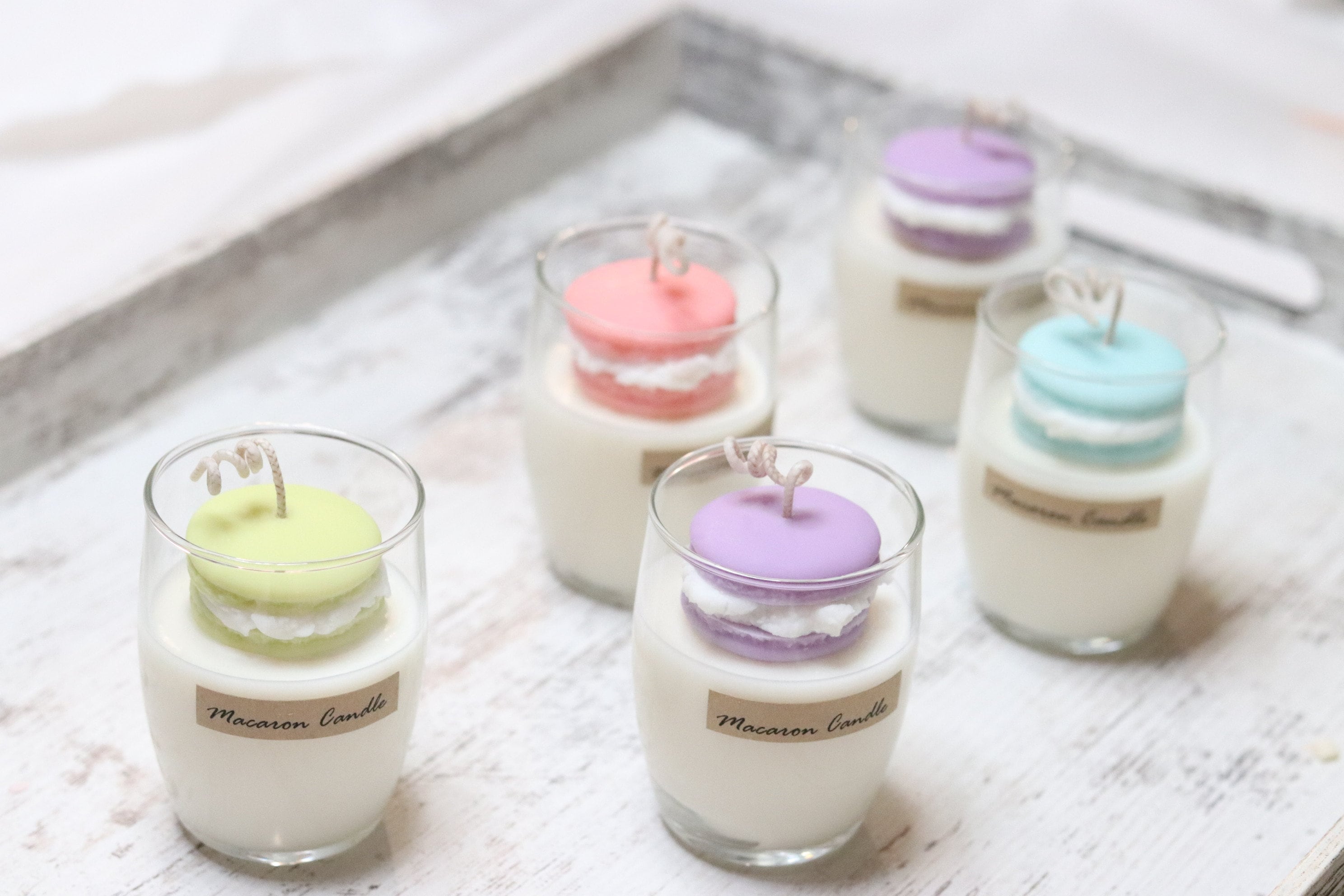 50 Macaron candles/tealight candle/Costume Sticker/wedding candle/dessert candle/decorative/home decor/home fragrance / 