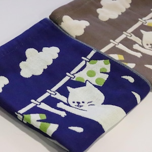 Navy Cat Design Kitchen Towel: 100% Cotton Hand Towel (13x15 inch)