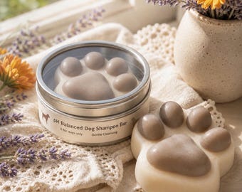 pH Balanced Dog Shampoo Bar, Natural Calendula & Silk Amino Acids Pet Wash, Conditioning Dog Soap for Sensitive Skin, Lavender Grapefruit