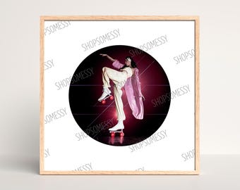 70s Roller Skating Girl Fine Art Poster Print, Retro Skateboard Wall Art, Vintage Roller Skater Picture, Boho Decor