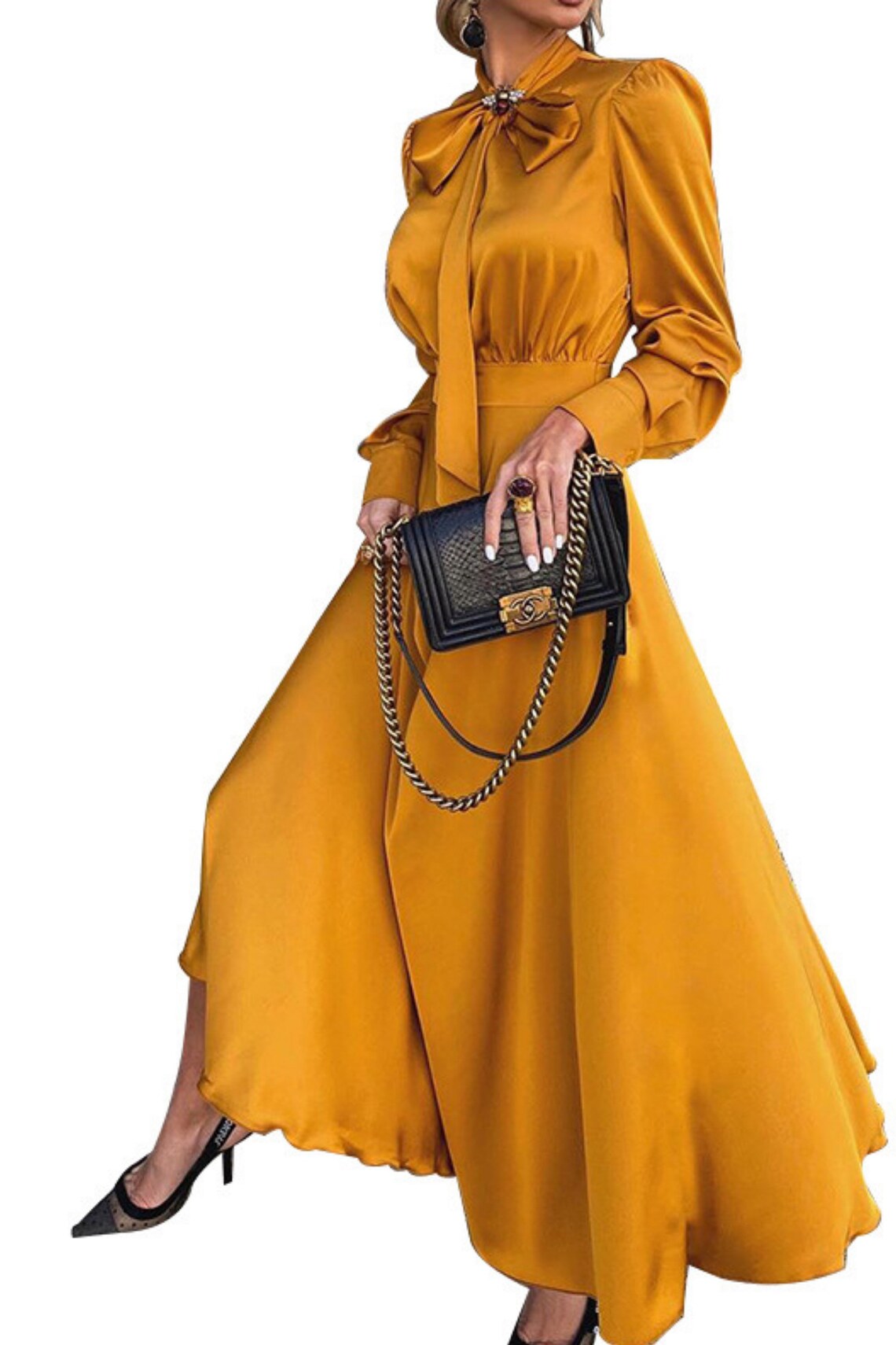 Women's Silk Neck Tie Long Sleeve Dress silk long sleeve Etsy