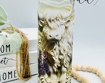 3D sublimation highland cow tumbler 20 oz glows in the dark