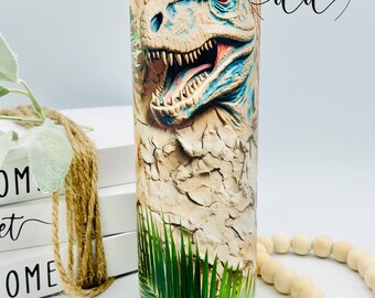 3D glow in the dark, stainless steel sublimation dinosaur 20 ounce tumbler cup