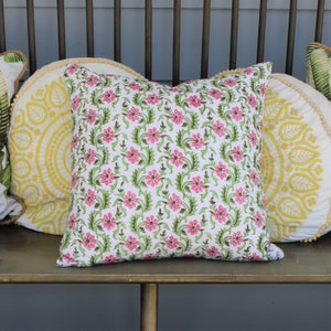 SAC D’OREILLER FLORAL - Housse de coussin maison - Étui imprimé d’oreiller - Couverture d’oreiller en coton - Taies d’oreiller élégantes - Taie d’oreiller tissée - 18&#39; x 18 »