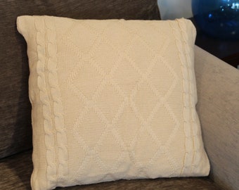Beige Crochet Pillow Case, Woven Pillow Cover, Crochet Cushion Cover, Knitted Throw Pillow Cover, Throw Cushion, Decorative Cushion Cover