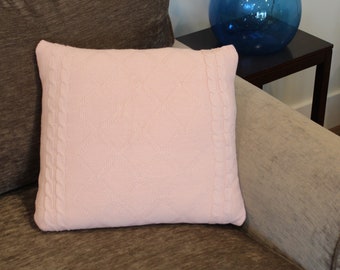 Pink Crochet Pillow Case, Woven Pillow Cover, Crochet Cushion Cover, Knitted Throw Pillow Cover, Throw Cushion, Decorative Cushion Cover