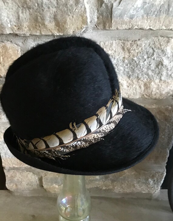 Vintage Women\'s Genuine Beaver Hat Black Beaver Brand Hats Black Genuine Fur Felt Western Cowboy Hat  main image 4