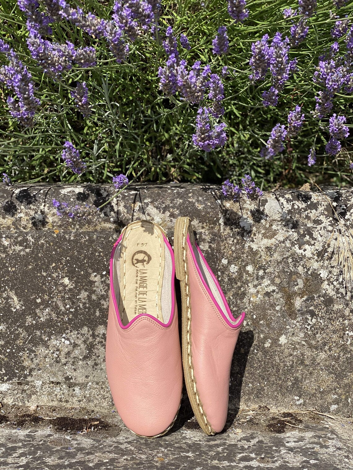 pink tassel mules