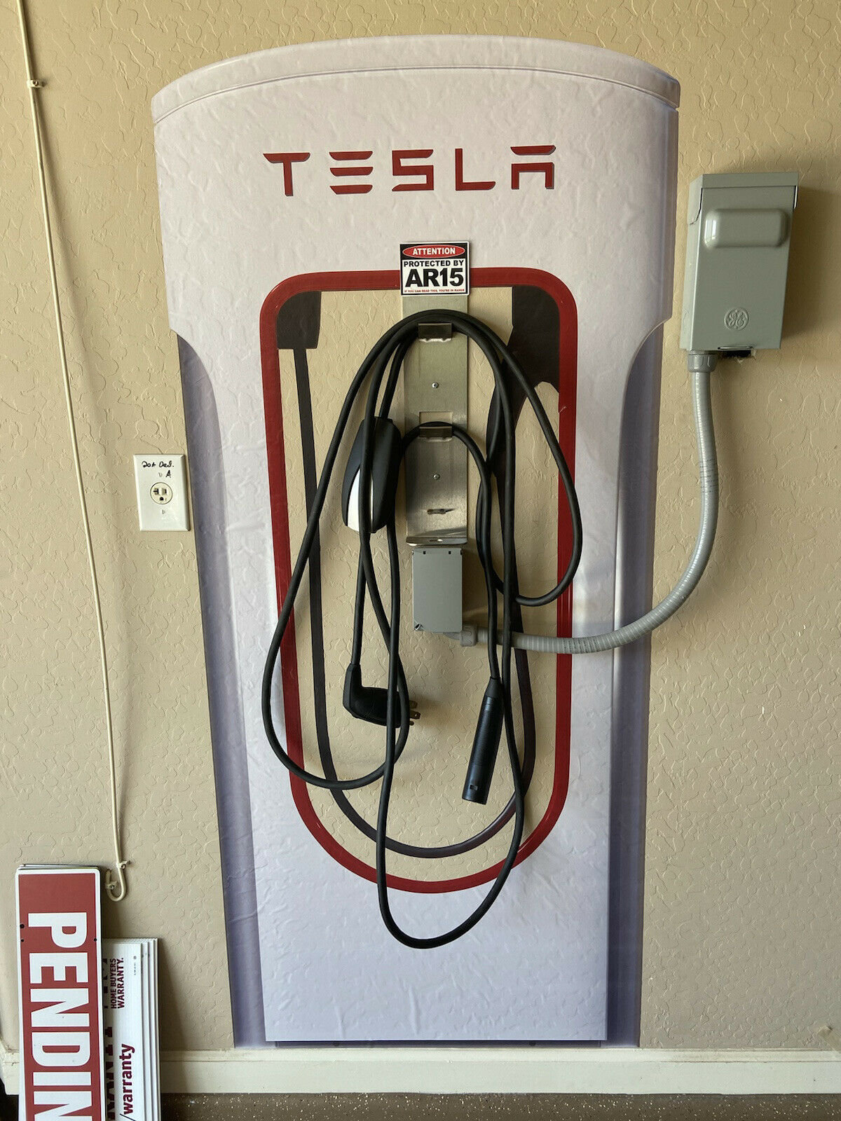 Tesla Supercharger Decal Sticker Vinyl 66x30 Lifesize Charger USA