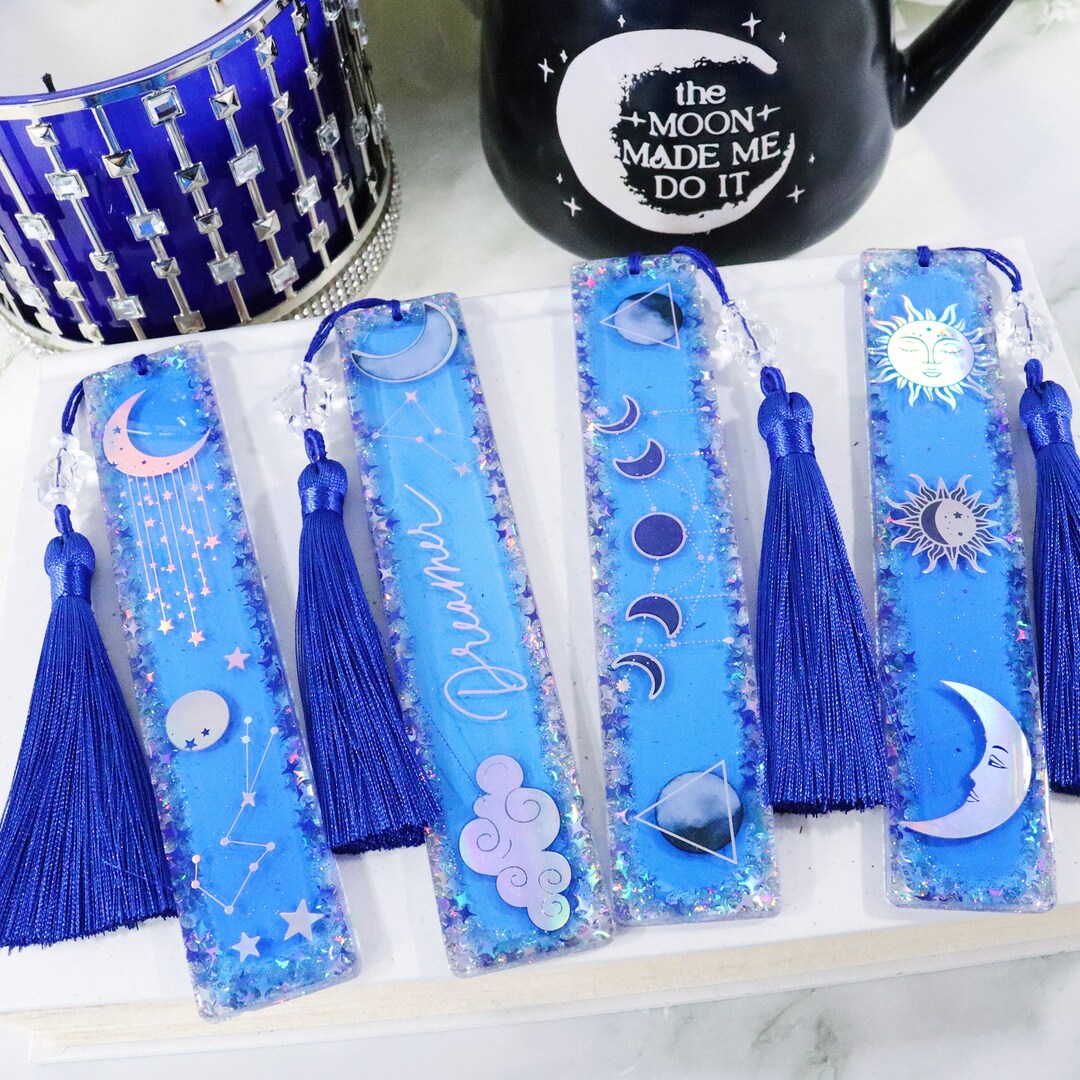Holographic Celestial Sun, Moon, and Stars Bookmark With Star Tassel ...