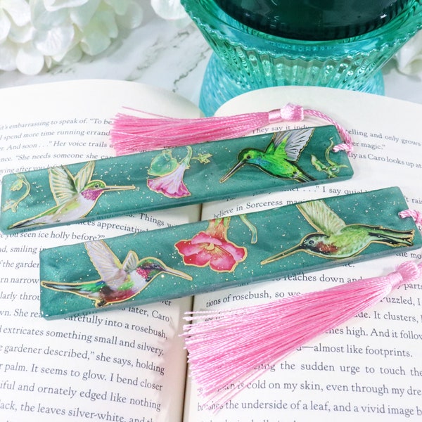 Hummingbirds and Flowers Bookmark | Resin Book Mark | Mother's Day Gift Idea | Gift for Mom | Reader Gift | Book Accessories