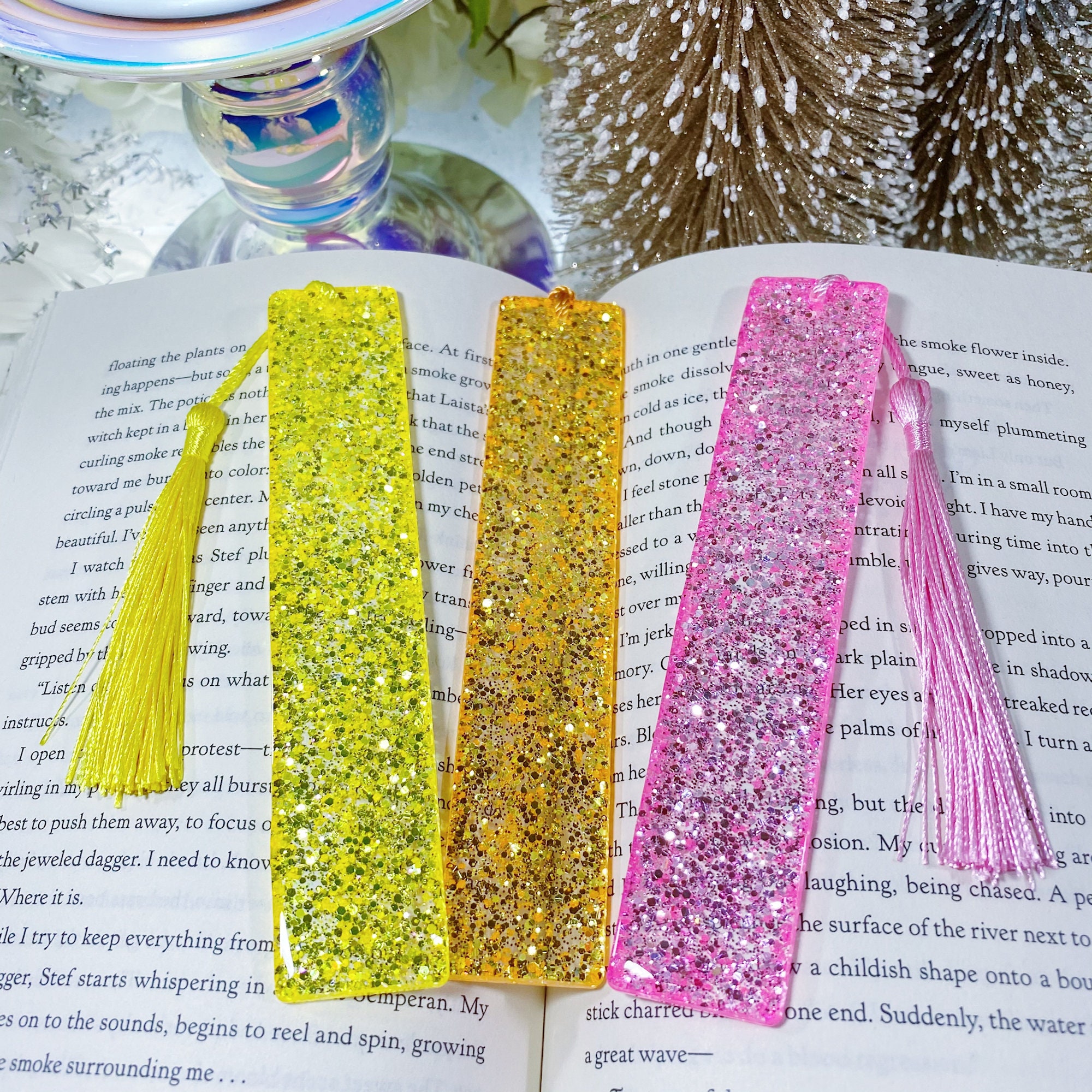 Glitter Epoxy Resin Bookmarks Individual Bookmarks Etsy