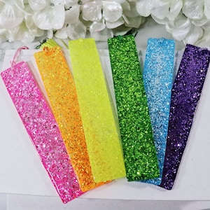 Glitter Resin Bookmark with Tassel: Choose from Pink, Yellow, Orange, Green, Blue or Purple
