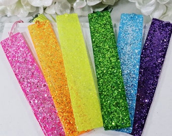 Glitter Bookmark | Choose from Pink, Yellow, Orange, Green, Blue or Purple | Resin Bookmarks | Beautiful Book Mark | Bookish Gift for Reader