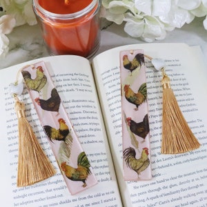 Chicken Resin Bookmark with Ceramic Chicken Bead Tassel