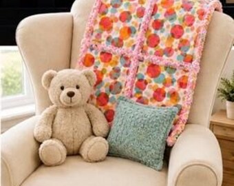 Colorful Confetti Baby Rag Quilt | Pink Aqua Orange Baby Quilt | Handmade Rag Quilt | Colorful Baby Shower Gift