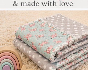 Flamingo Baby Rag Quilt | Pink & Aqua Handmade Rag Quilt | Baby Girl Blanket | Toddler Quilt | Baby Shower Gift | Nursery Bedding
