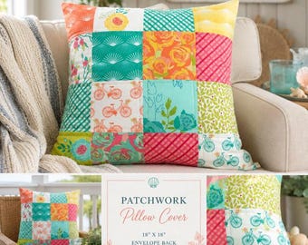 Patchwork Pillow Cover | SUMMER COLLECTION 2026 | Coastal Pillow Cover | Beach House Décor | Cottage Core | Envelope Pillow Cover