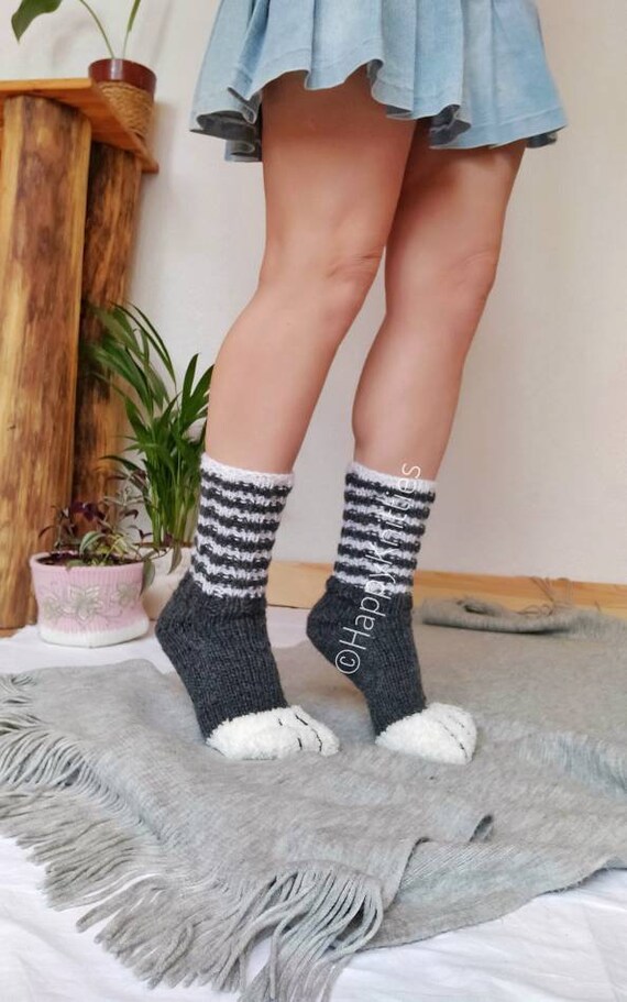 Khaki striped cotton socks  Calcetines, Dedos de los pies, Tejido a mano