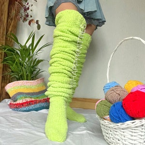 40''Fuzzy-Oberschenkelsocken handgestrickte Plüschsocken in Übergröße Bild 4