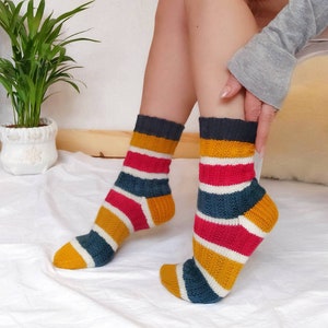 Striped socks hand knitted image 1