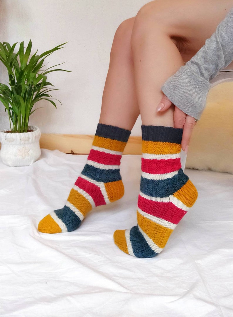 Striped socks hand knitted image 1