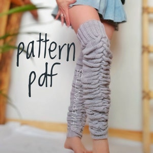 Digital knitting pattern Ukraine Thigh high socks 55" Pattern pdf Pattern cable  Long cuffs Cuffs to the thigh Leg cuffs above the knee