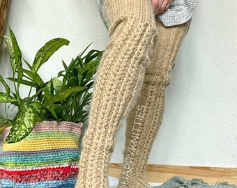 Fluffy mohair socks hand knitted