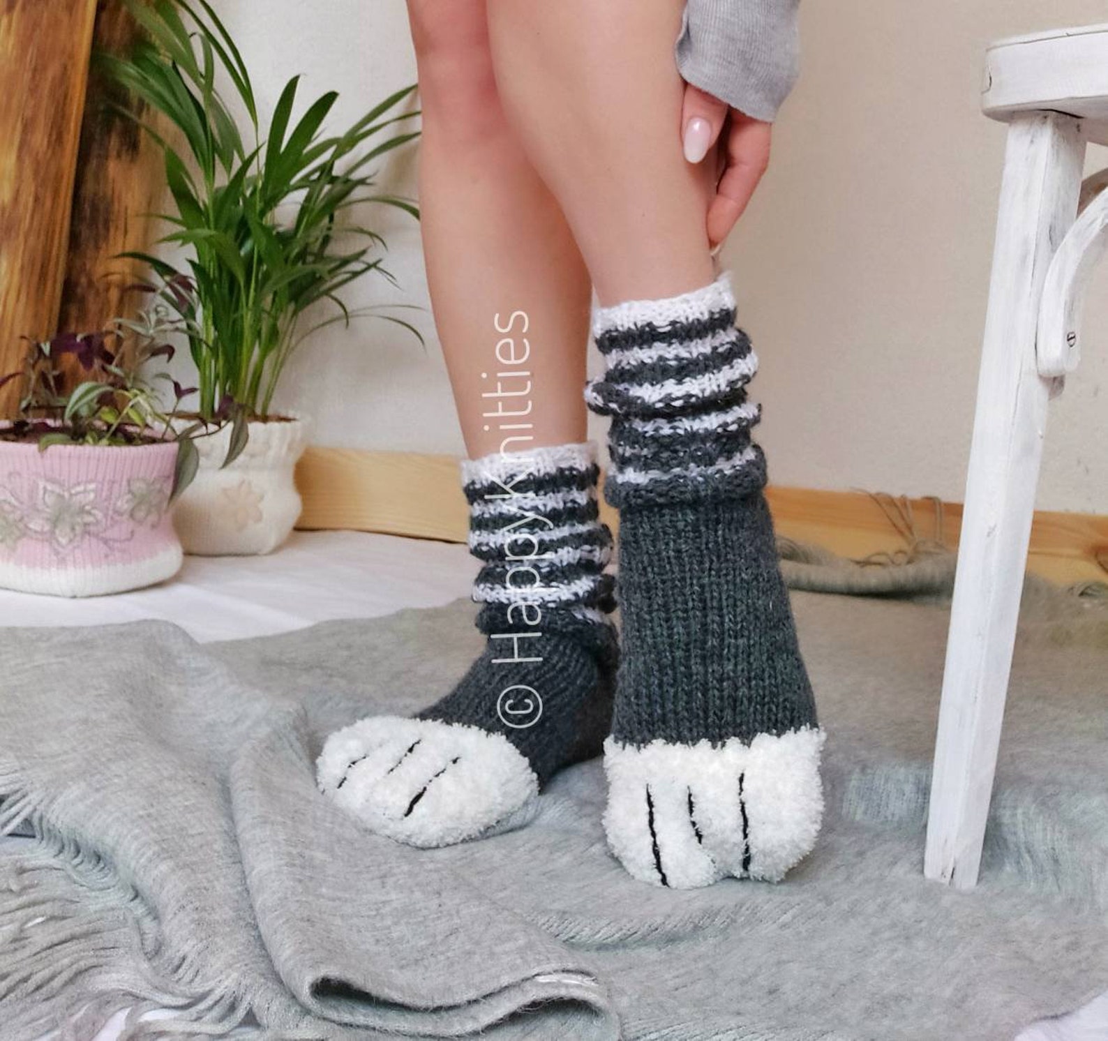 Socks Paw Hand Knitted Paw Pads Socks Wool - Etsy