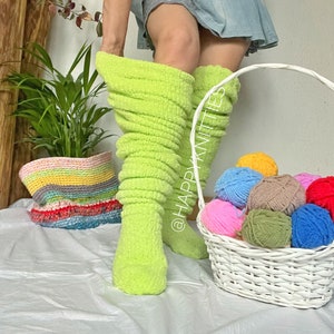 40''Fuzzy-Oberschenkelsocken handgestrickte Plüschsocken in Übergröße Bild 7