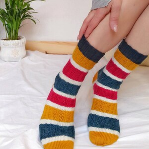 Striped socks hand knitted image 4