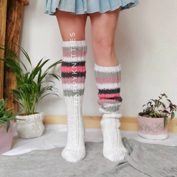 calcetines largos para mujer calcetines de lana Ropa Ropa de género neutro para adultos Calcetines y calcetería Calcetines de punto personalizados calcetines personalizados calcetines altos para muslos 