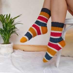 Striped socks hand knitted image 5