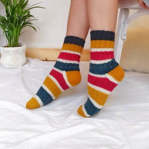 Striped socks hand knitted image 3