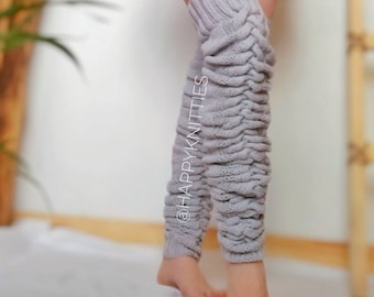 Thigh high cuffs long 55" hand knitted