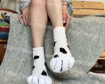 Cool socks paws hand knitting Dalmatian socks Spotted socks