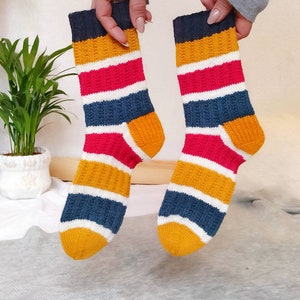 Striped socks hand knitted image 2